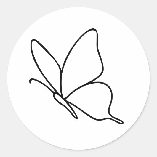 Butterfly Line Art –  Insect Illustration  ラウンドシール (正面)