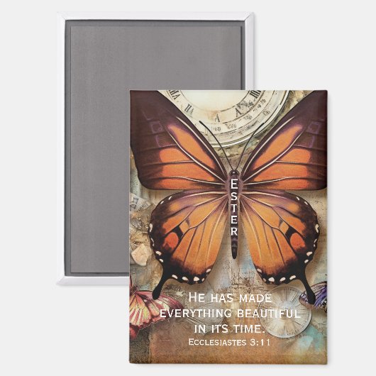 Butterfly Magnet Ecclesiastes 3:11 マグネット (正面/裏面)