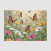 Butterfly Meadow Seamless Pattern Vibrant Flowers 薄葉紙 (正面)