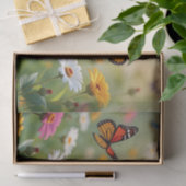 Butterfly Meadow Seamless Pattern Vibrant Flowers 薄葉紙 (ギフト)