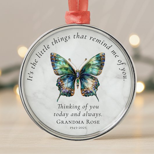 Butterfly Memorial Personalized Sympathy メタルオーナメント
