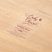 Butterfly Modern Minimal Baby Shower アクリル招待状 (レイダウン)