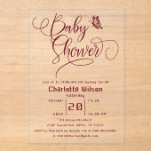 Butterfly Modern Minimal Baby Shower アクリル招待状 (正面)