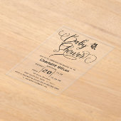 Butterfly Modern Minimal Baby Shower アクリル招待状 (レイダウン)