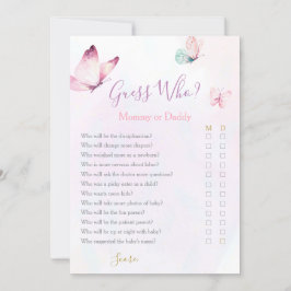 Butterfly Mommy or Daddy Baby Shower game 招待状