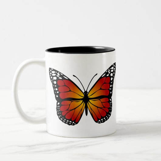 Butterfly Monarch Abstract Artistic Line Art ツートーンマグカップ (左)