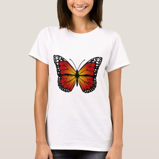 Butterfly Monarch Abstract Artistic Line Art Tシャツ (正面)