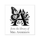 Butterfly Monogram イニシャルA 図書館より セルフインキングスタンプ (デザイン)
