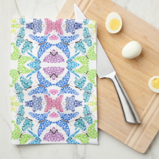 Butterfly Mosaic Kitchen Towels キッチンタオル (四つ折り)