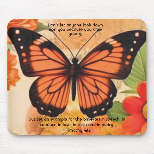 Butterfly Mouse Pad 1 Timothy 4:12 マウスパッド (正面)