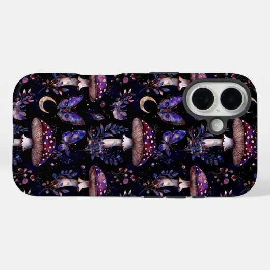 Butterfly Mushroom Floral Dark Witchy Pattern Case-Mate iPhoneケース (裏面 (横))