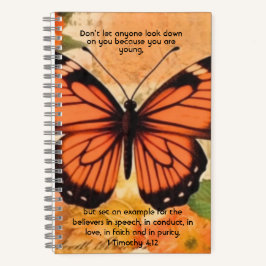 Butterfly Notebook 1 Timothy 4:12 ノートブック