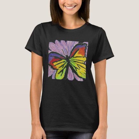 Butterfly on a Flower Hand Drawn Tシャツ (正面)
