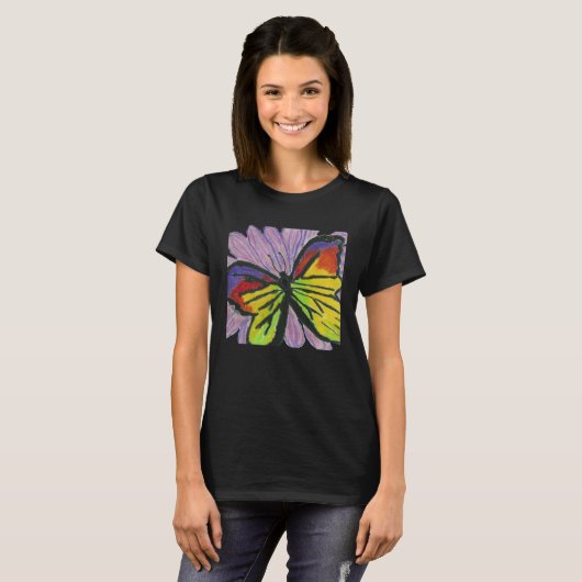Butterfly on a Flower Hand Drawn Tシャツ (正面フル)