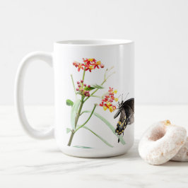 Butterfly on Milkweed開花、White コーヒーマグカップ