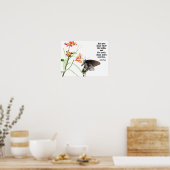 Butterfly on Milkweed, with Verse （ヨハネ8:32） ポスター (キッチン)