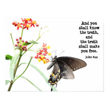 Butterfly on Milkweed, with Verse （ヨハネ8:32）