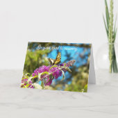 Butterfly on Pink Flowers Get Well カード (正面)