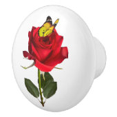 Butterfly on Rose Ceramic Cabinet and Drawer Pull セラミックノブ (右)