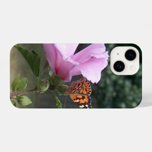 Butterfly on Rose of Sharon iPhone Case iPhoneケース (裏面横)