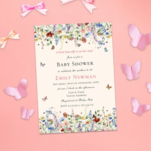 Butterfly on the way |フローラガールベビーシャワー 招待状