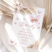 Butterfly Pampass Baby Shower Invitation 招待状