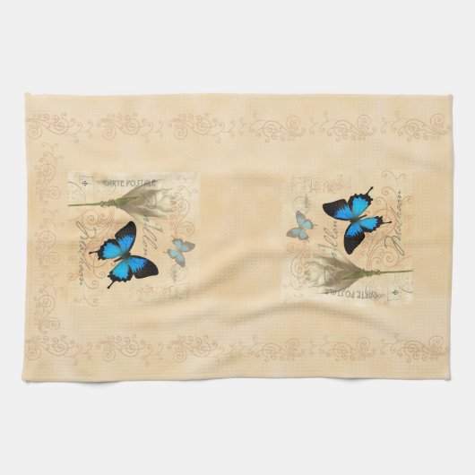 Butterfly Papillon Kitchen Towel - Desert Bloom キッチンタオル (横)