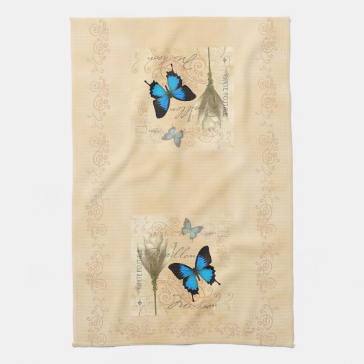 Butterfly Papillon Kitchen Towel - Desert Bloom キッチンタオル (縦)