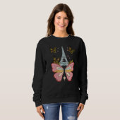 Butterfly Paris Night Sky Eiffel Tower Love French スウェットシャツ (正面フル)