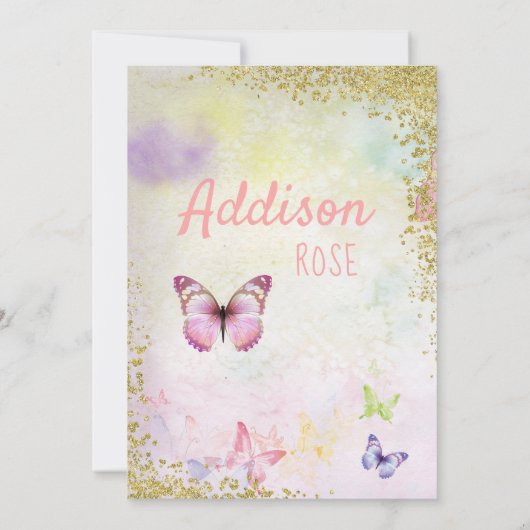 Butterfly Pastel Birthday 招待状 (裏面)