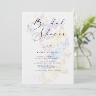 Butterfly Pastel Bridal Shower Invitation 招待状
