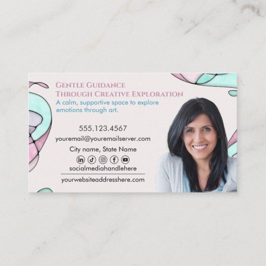 Butterfly Pastel Watercolor Art Therapist 名刺 (裏面)