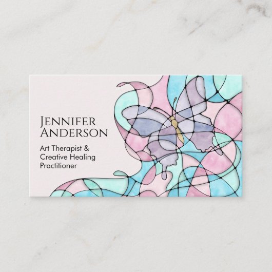 Butterfly Pastel Watercolor Art Therapist 名刺 (正面)