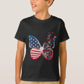 Butterfly Patriotic Peace Signs 4th Of July Us Fla Tシャツ (正面)