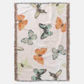 Butterfly Pattern Fleece Cotton Throw Blanket スローブランケット (正面縦)