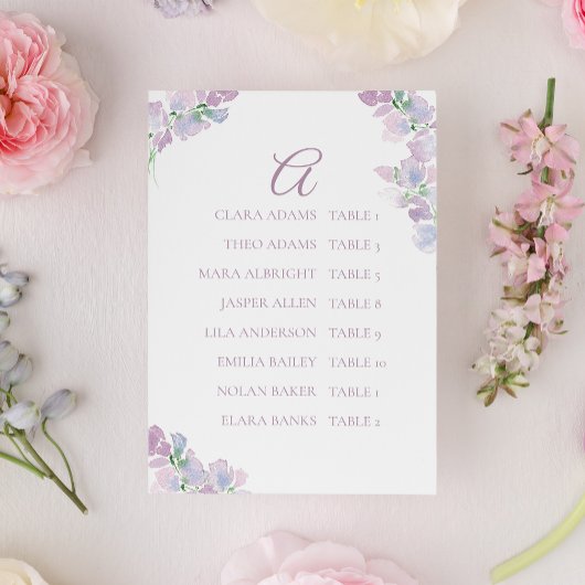 Butterfly Pea Flower Wedding Seating Chart Card テーブルナンバー