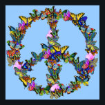 Butterfly Peace Symbol ポスター<br><div class="desc">Multicolor rainbow of butterflies forms the shape of the classic symbol of peace and anti-war activism. Spread the gentle message of non-violence with this delicate depiction of the peace sign.</div>