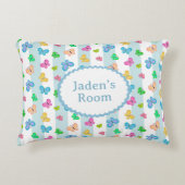 Butterfly Personalized Blue Stripe アクセントクッション (正面)