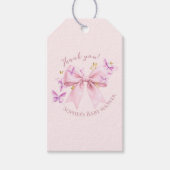 Butterfly Pink Bow Baby Shower  ギフトタグ (正面)