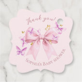 Butterfly Pink Bow Baby Shower  フェイバータグ (裏面)