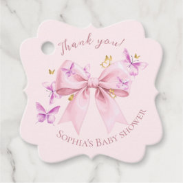 Butterfly Pink Bow Baby Shower  フェイバータグ