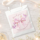 Butterfly Pink Bow Baby Shower フェイバーバッグ (クリップ留めされた状態)
