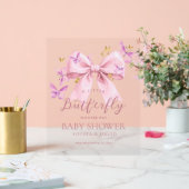 Butterfly Pink Bow Baby Shower Welcome Sign アクリルサイン (ウェディング)