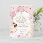 Butterfly Pink Coquette Girl First Holy Communion 招待状 (スタンド正面)