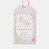 Butterfly Pink Girl Baby Shower Thank You ギフトタグ (正面)