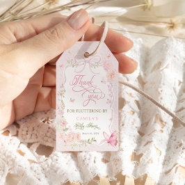 Butterfly Pink Girl Baby Shower Thank You ギフトタグ
