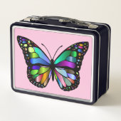 BUTTERFLY PINK METAL RETRO LUNCHBOXES メタルランチボックス (裏面)