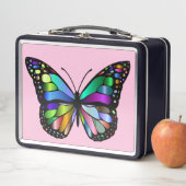 BUTTERFLY PINK METAL RETRO LUNCHBOXES メタルランチボックス (インサイチュ)