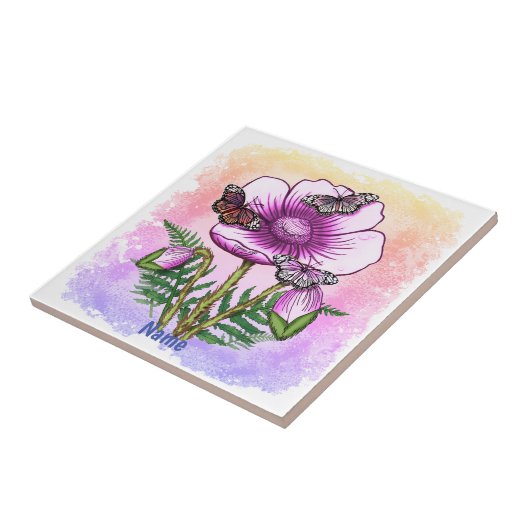 Butterfly Pink Poppy  タイル (側面)