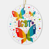Butterfly Pride Love is Love LGBT Awareness セラミックオーナメント (左)